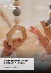 Cover of Building Families Through Surrogacy - the Law Commissions' 2023 report.